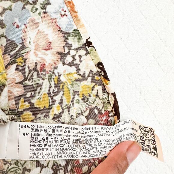 Zara Flower Printed Patterned Flare Dress Ruffle Sleeve Size M Mint - Picture 4 of 5